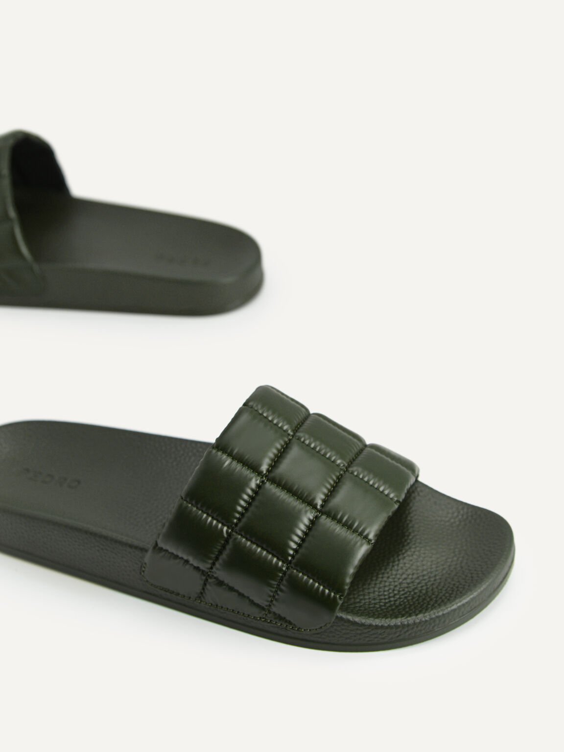 Quilted Slides, Military Green