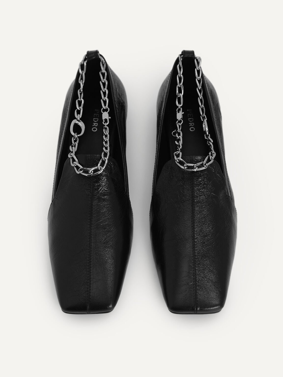 鏈條皮革樂福鞋, 黑色, hi-res