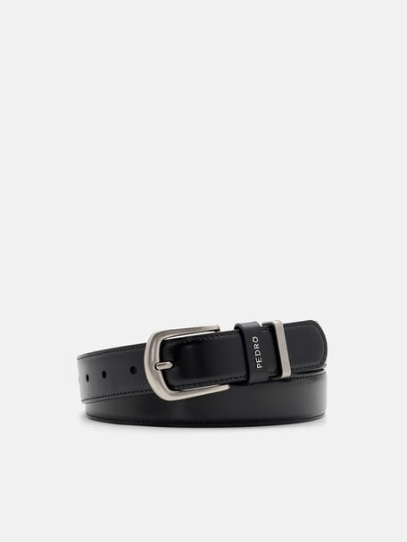 Slim Leather Pin Belt, Black