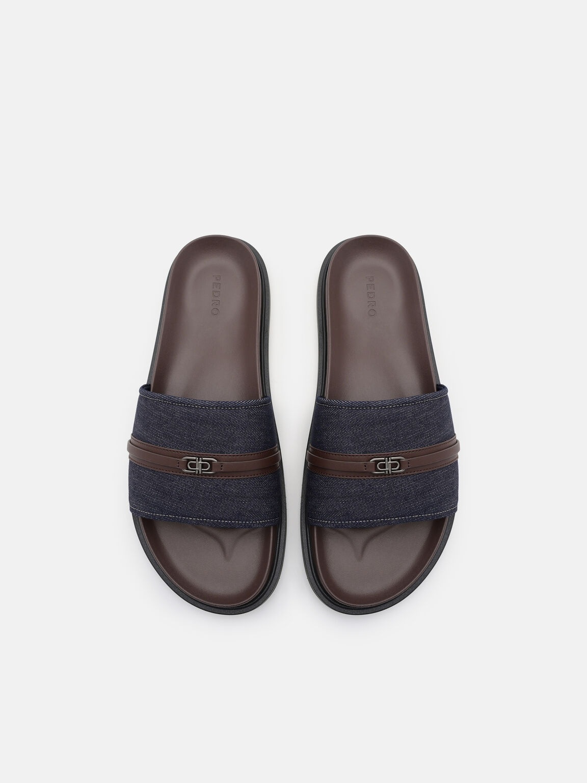 Renly Slide Sandals, Navy Denim