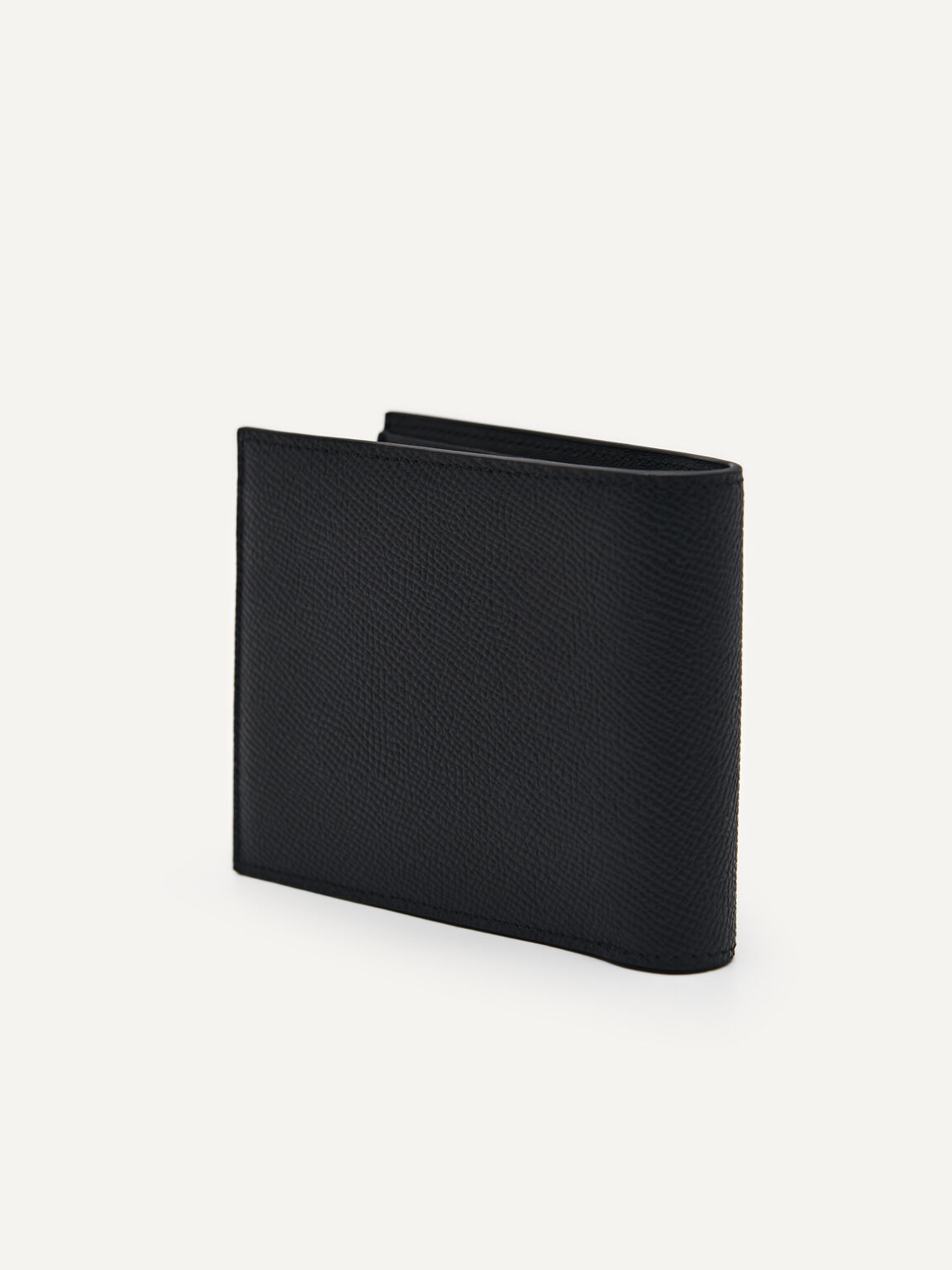 Embossed Leather Bi-Fold Wallet with Insert, Black