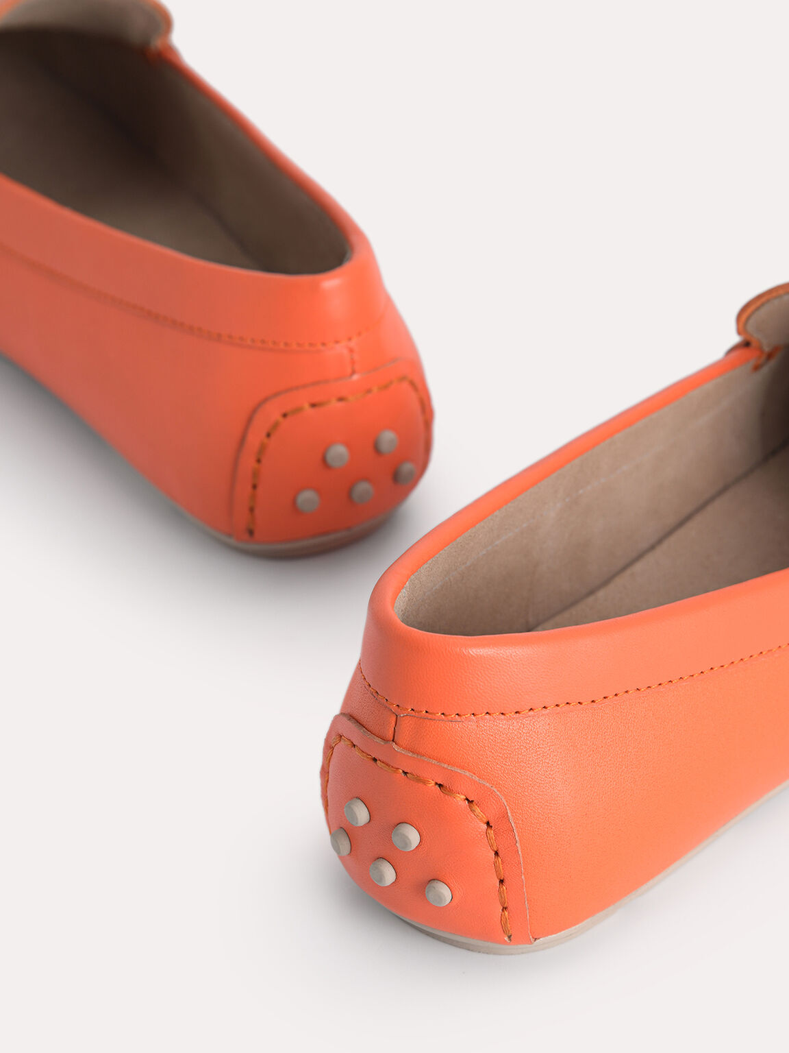 皮革莫卡辛軟皮鞋, 橙色, hi-res