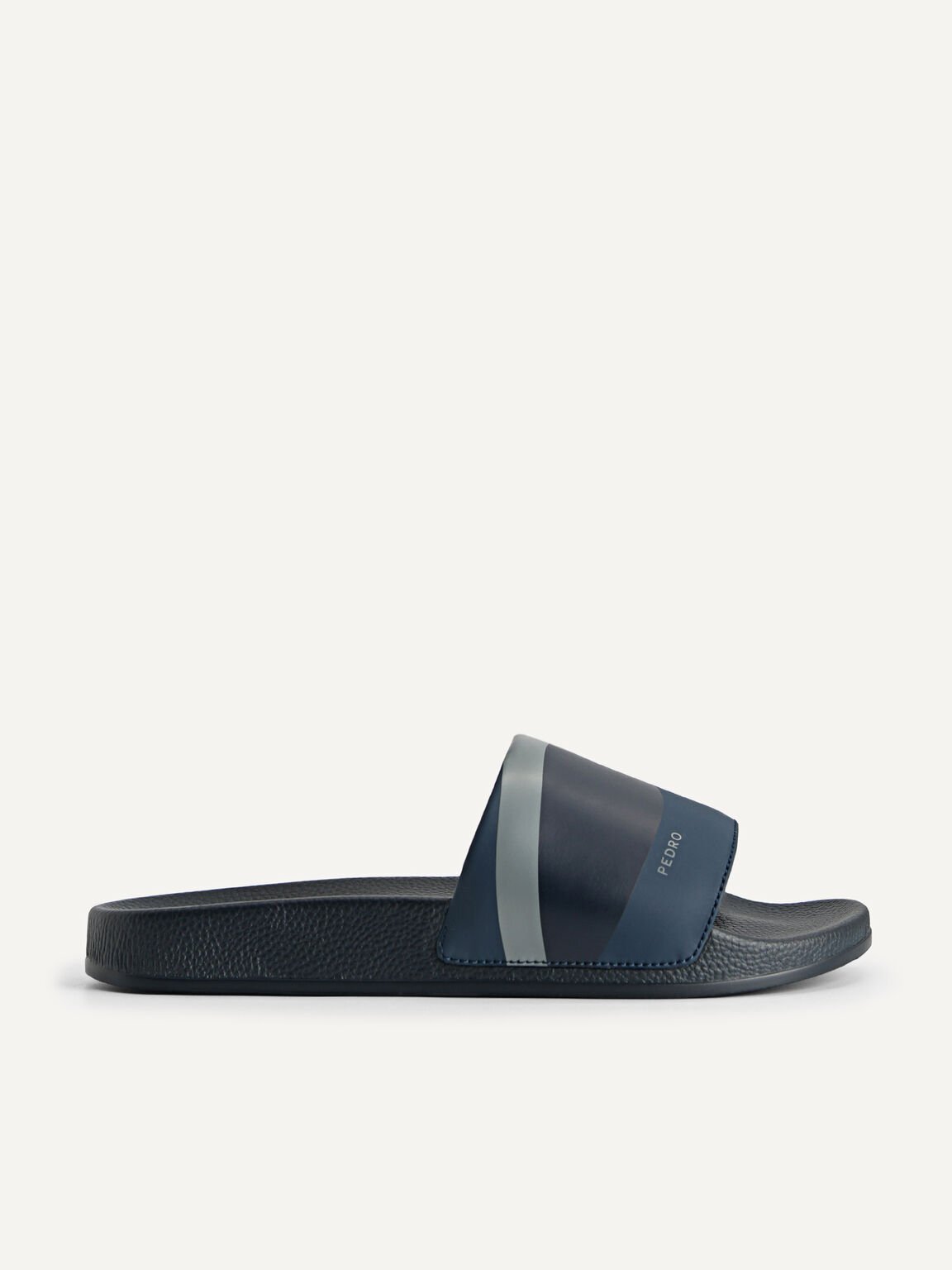 Printed Slide Sandals, Navy