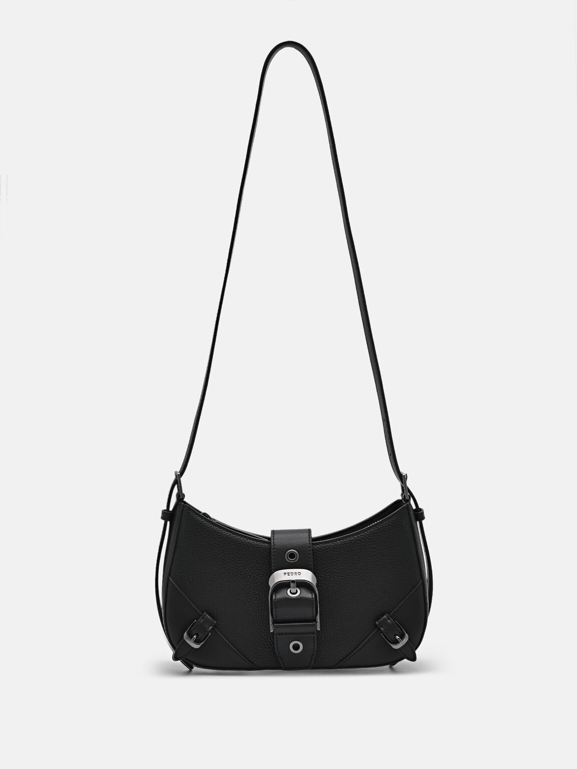 Helix Leather Shoulder Bag, Black