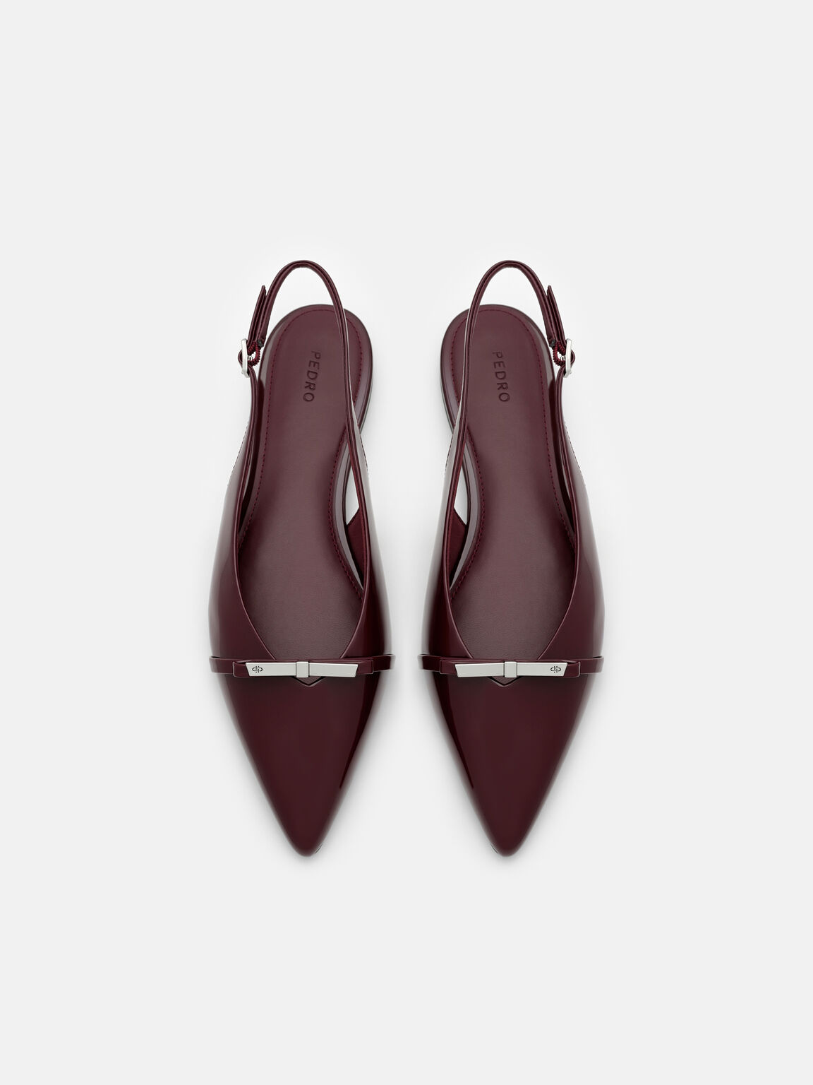 Jeanine Leather Slingback Flats, Burgundy Patent