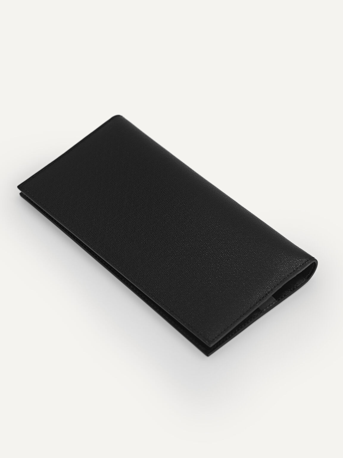 Full-Grain Long Leather Wallet, Black, hi-res
