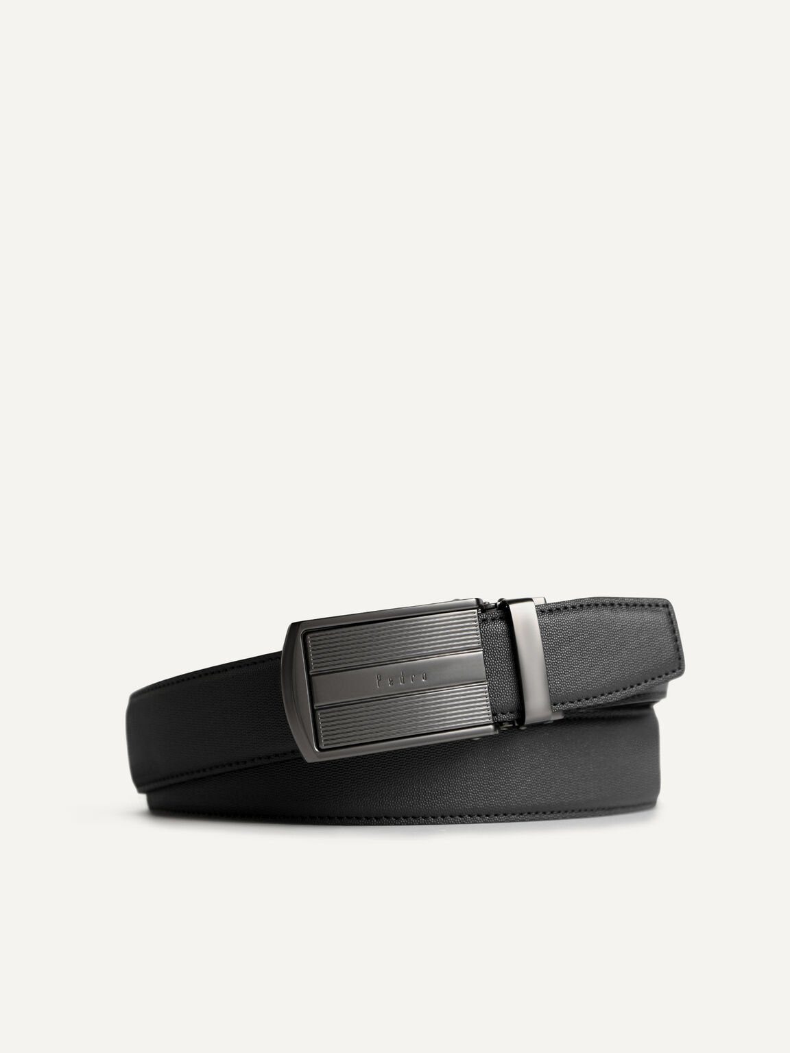 Leather Belt with Statement Buckle, Black, hi-res