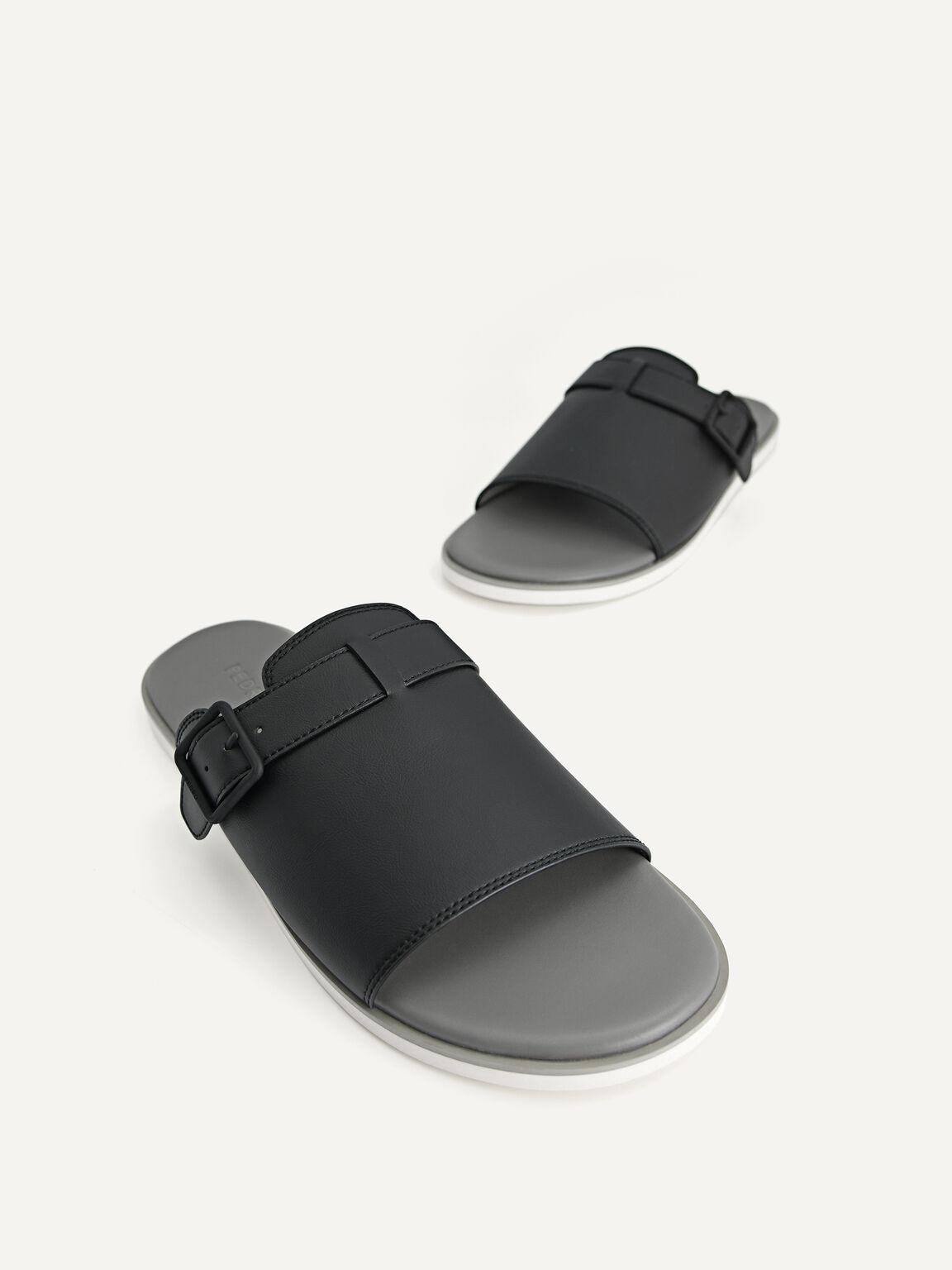Monochrome Slide Sandals, Black