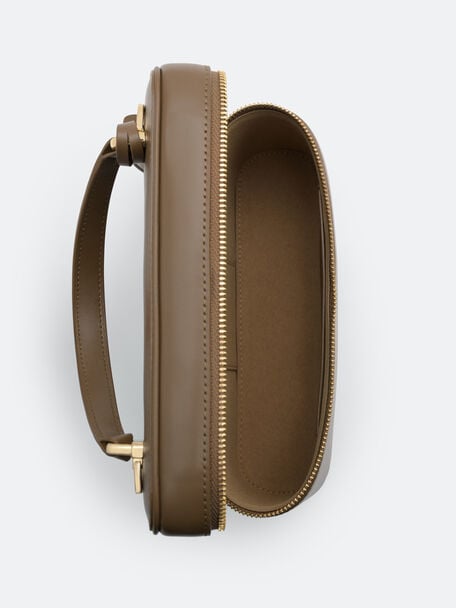 Ari Leather Shoulder Bag, Dark Taupe