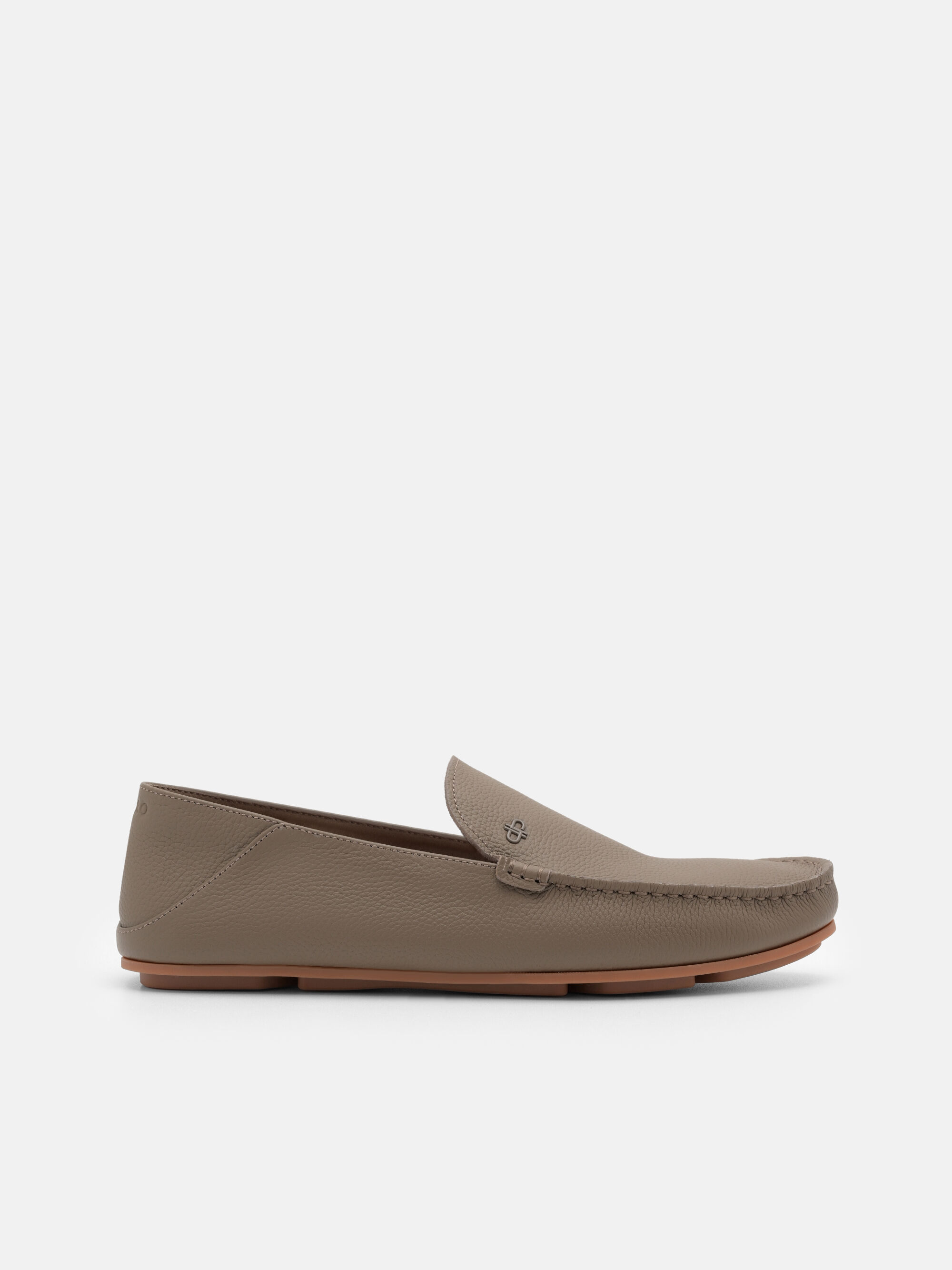 Dark Taupe Leather Driving Shoes - PEDRO SG