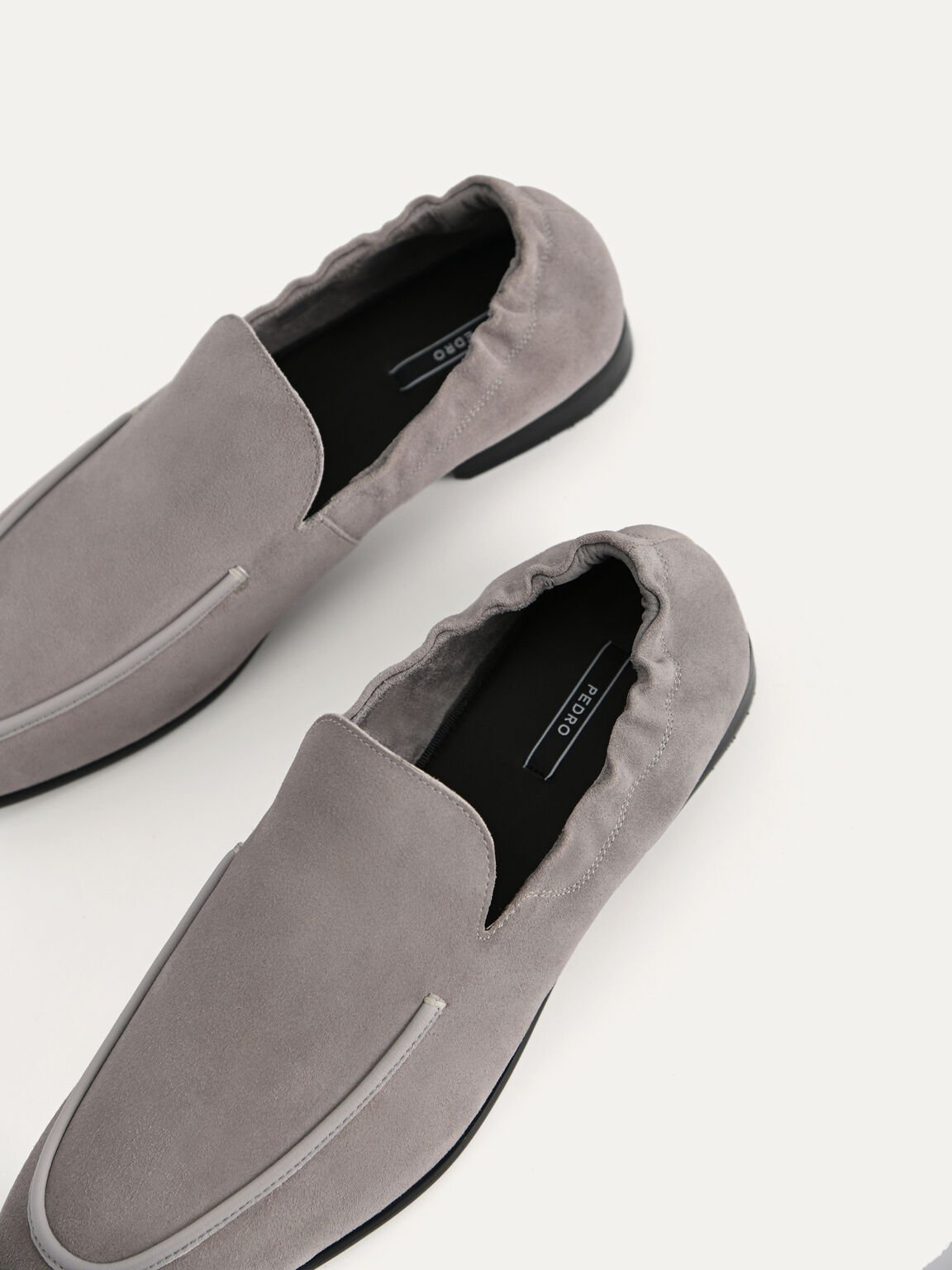 Suede Loafers, Light Grey
