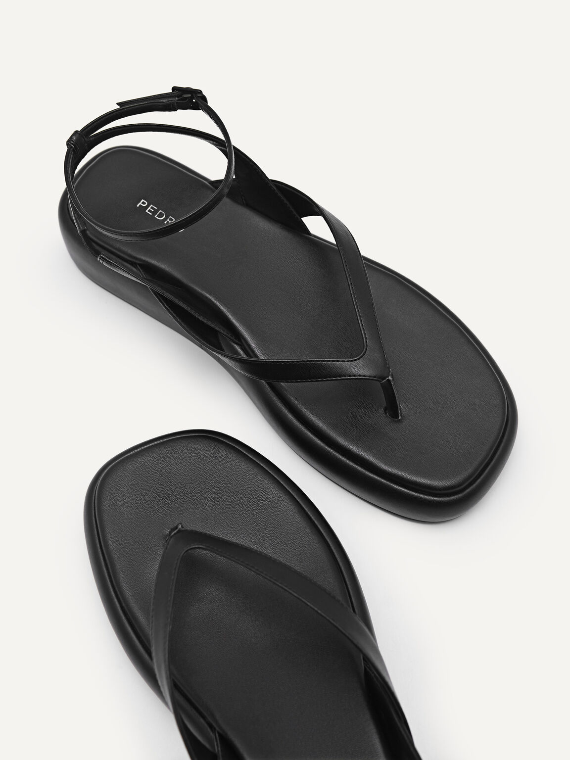 Ankle Strap Flatform Sandals, Black