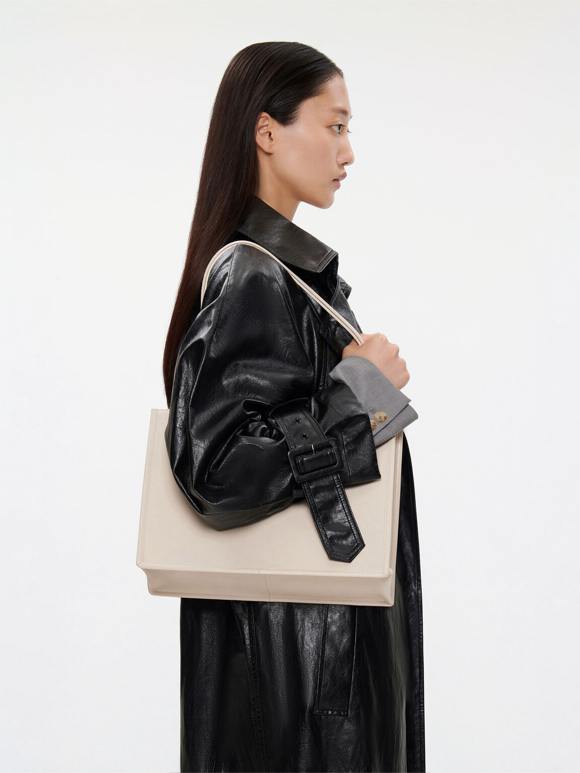 PEDRO Studio Rift Leather Shoulder Bag, Cream