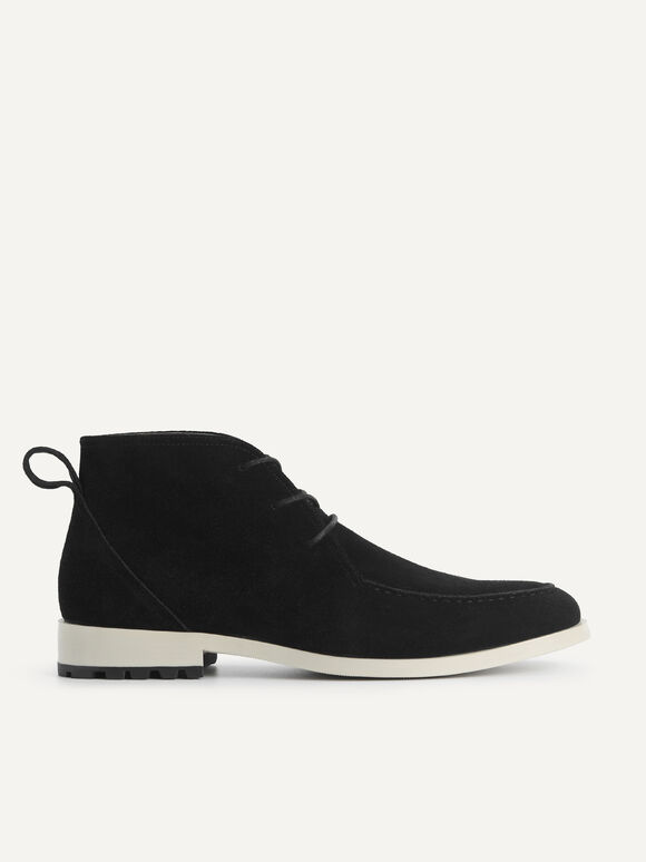 Suede Leather Boots, Black