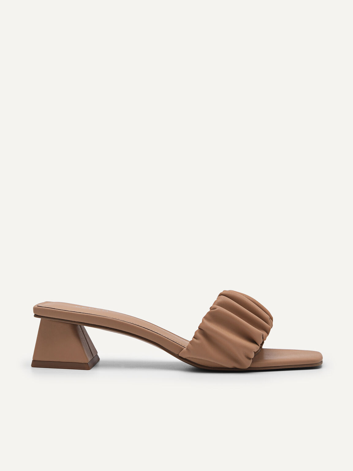 Ruched Heel Mules, Nude