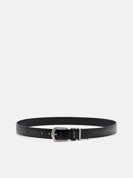 Slim Leather Pin Belt, Black