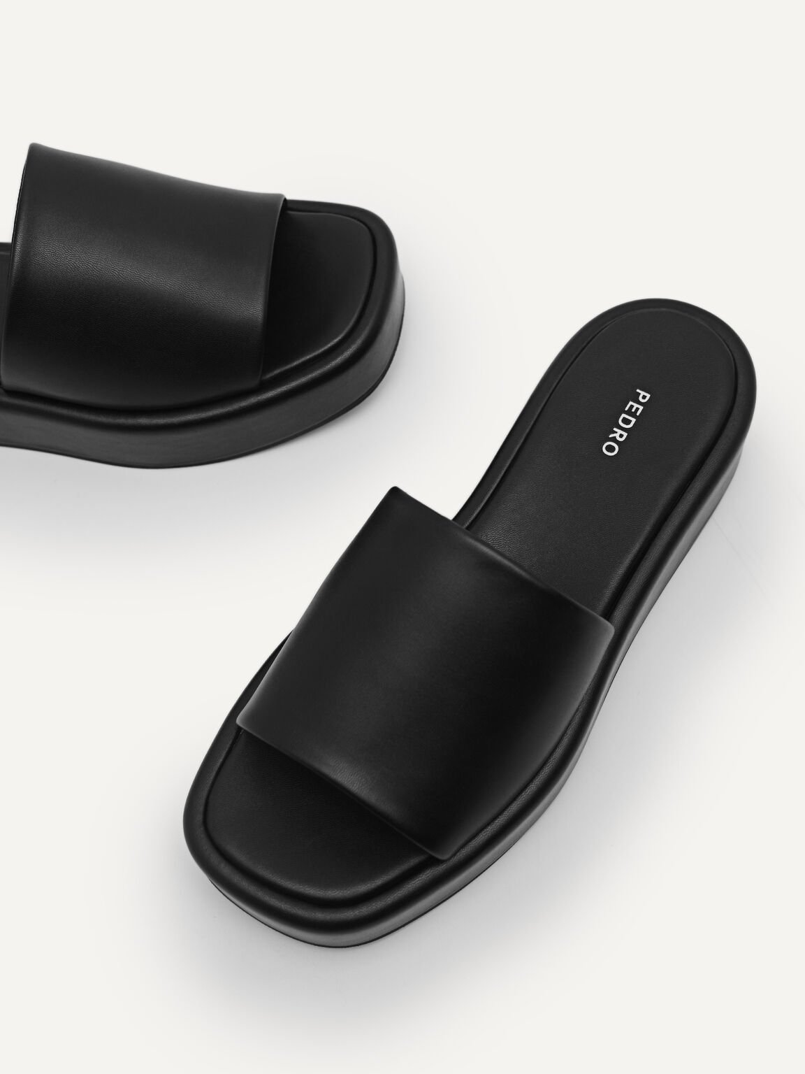 Slip-On Flatform Sandals, Black