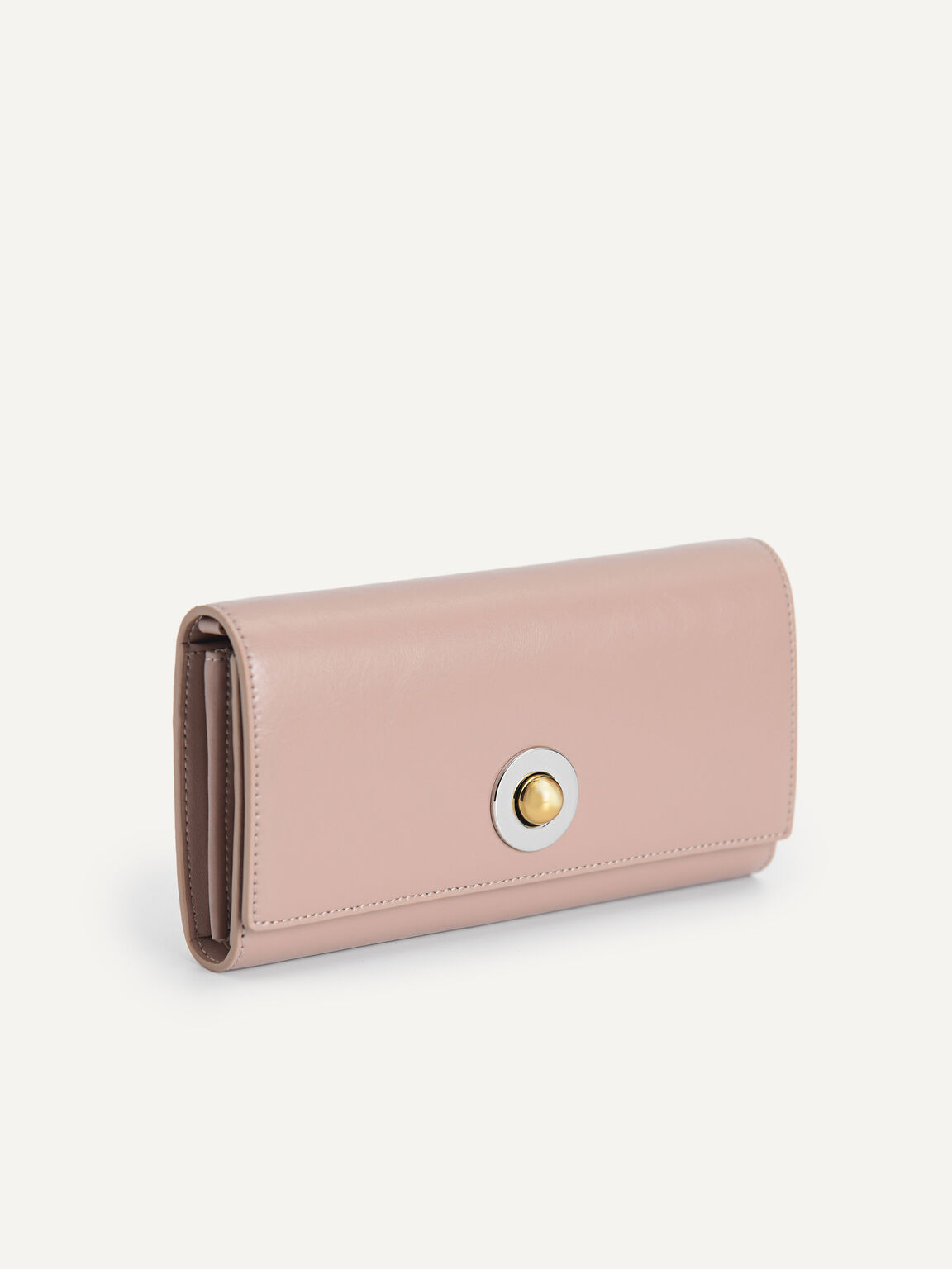 Leather Bi-Fold Wallet with Detachable Chain, Taupe, hi-res