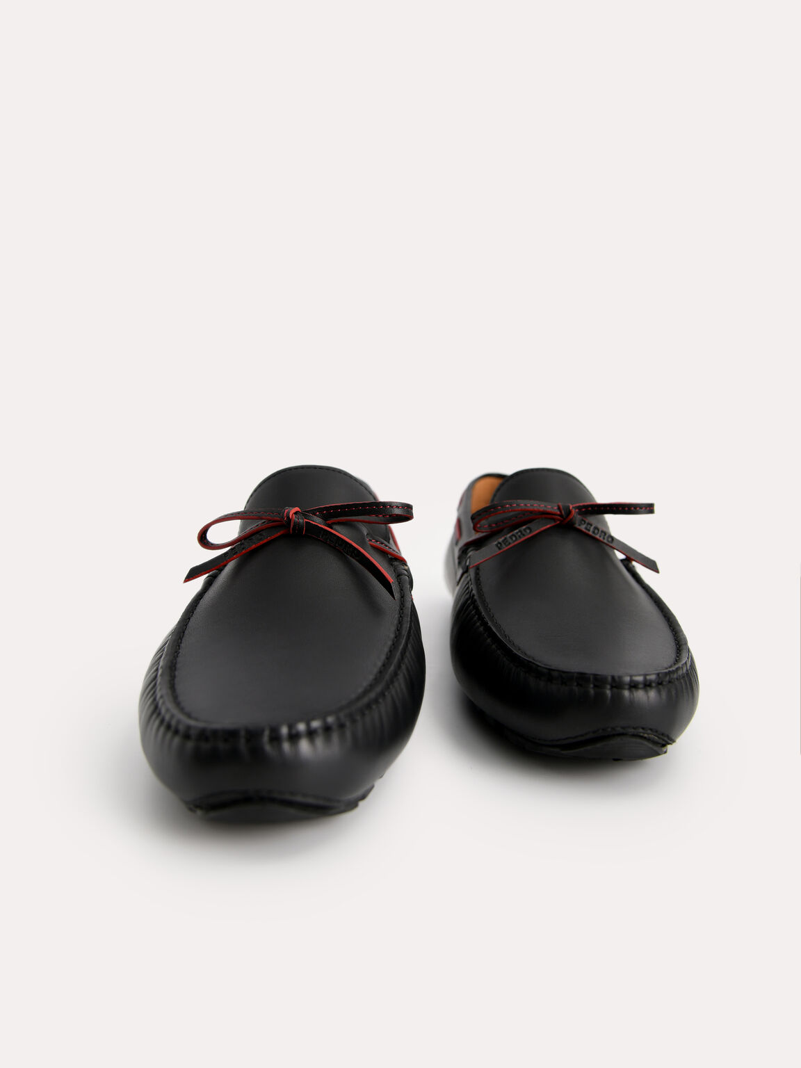 Bow-Detailed Leather Moccasins, Black
