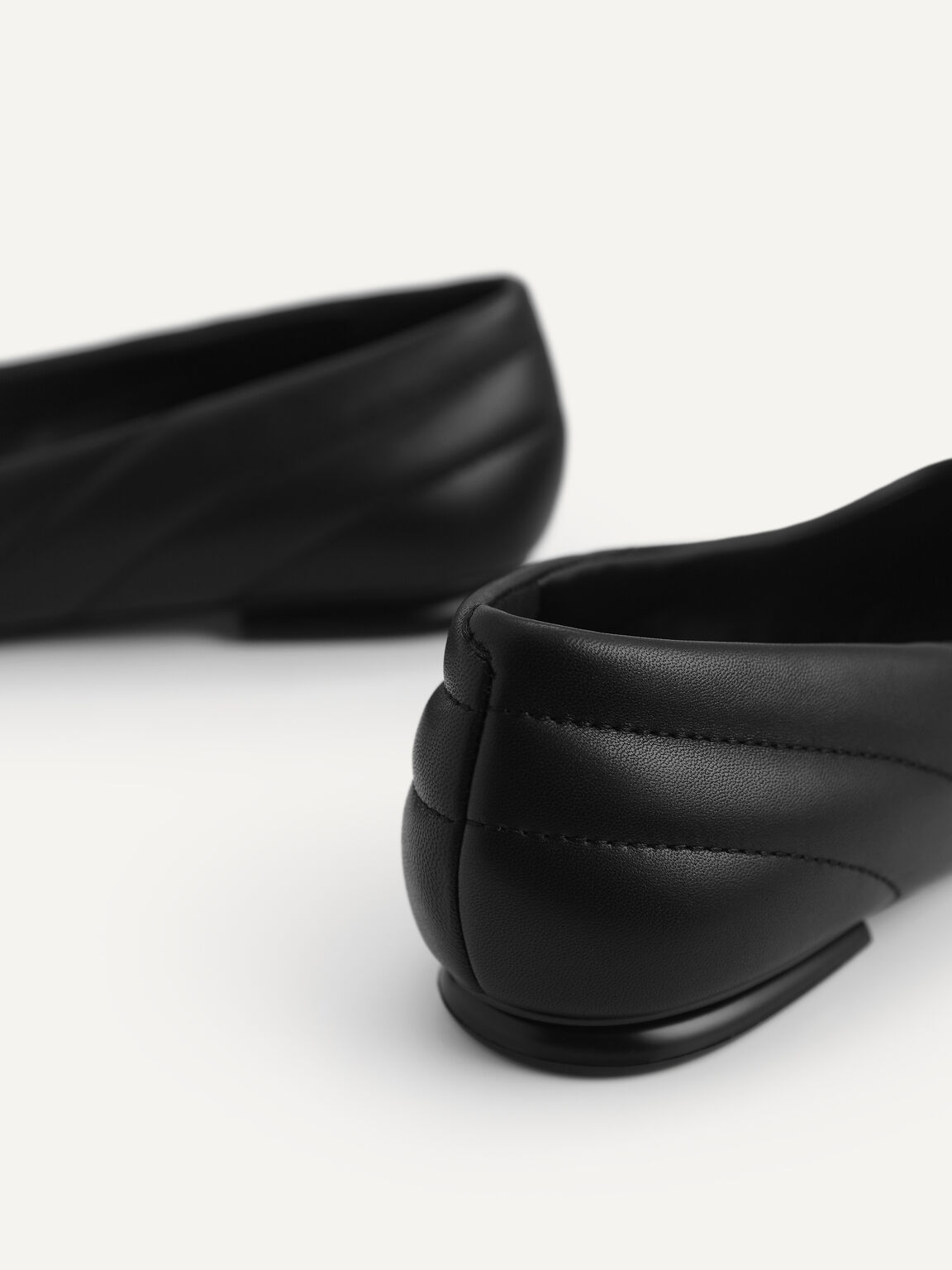 Pointed Toe Leather Flats, Black