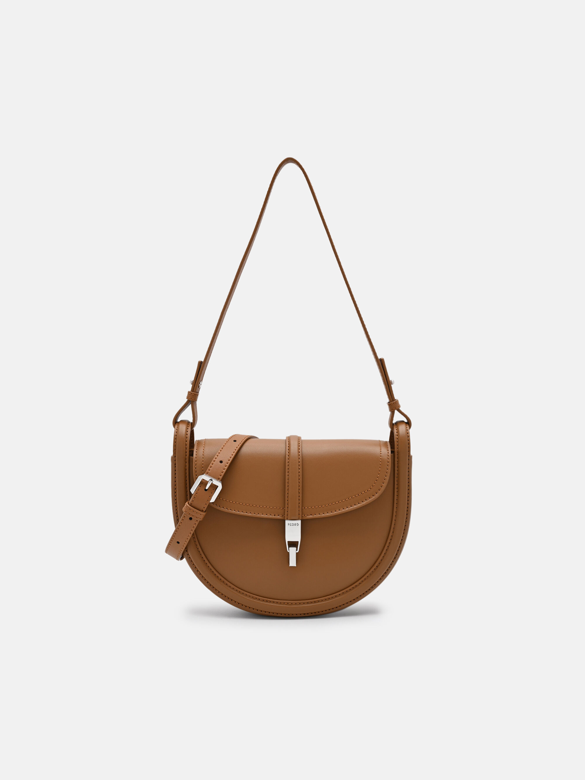 Cognac Hitch Leather Shoulder Bag - PEDRO US