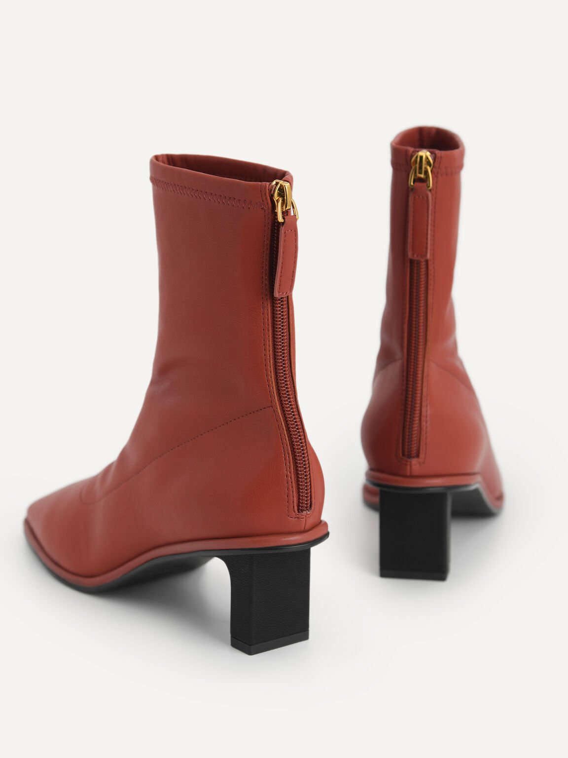 Heeled Ankle Boots, Brick, hi-res