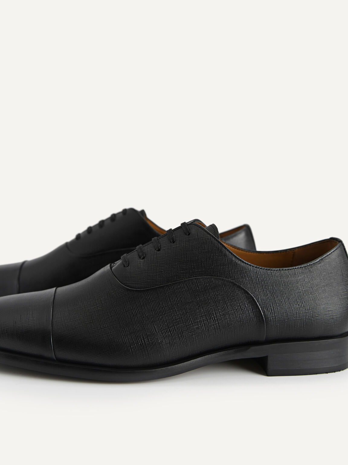 Textured Leather Oxford Shoes, Black, hi-res