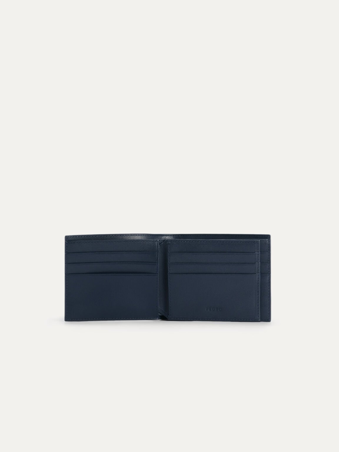 Leather Bi-Fold Wallet with Flip, Navy