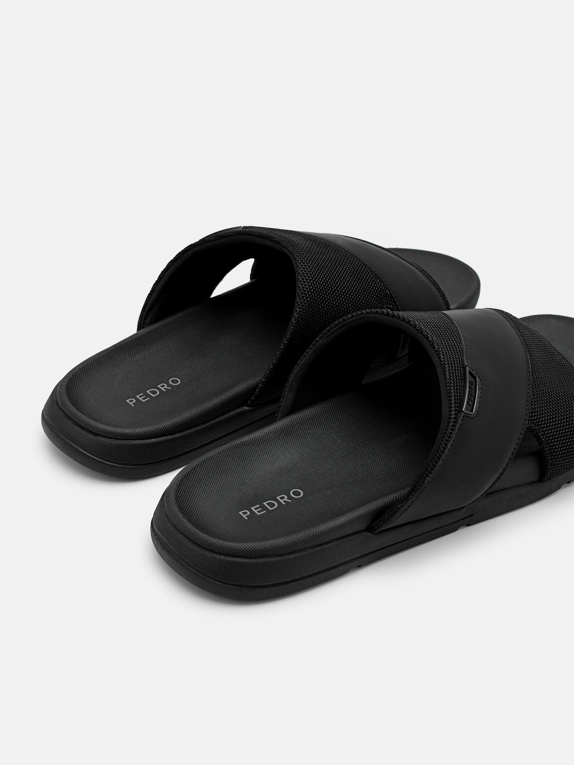Mesh Slide Sandals, Black