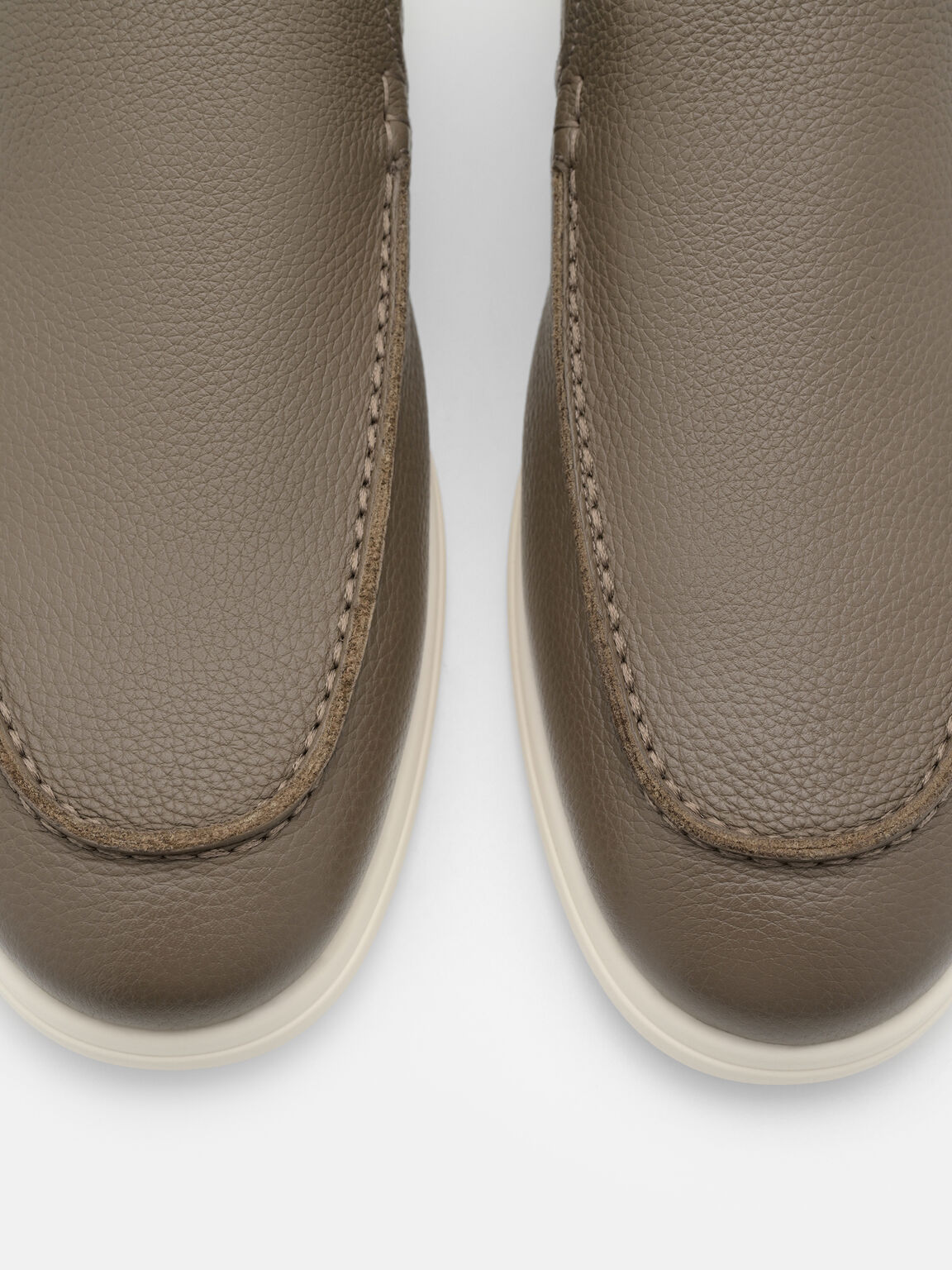 Oliver Tumbled Leather Loafers, Dark Taupe Tumble