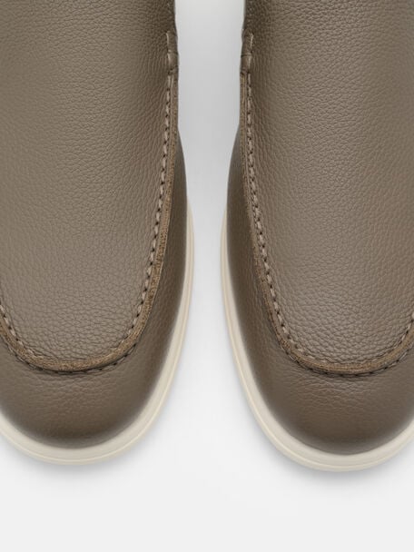 Oliver Tumbled Leather Loafers, Dark Taupe Tumble