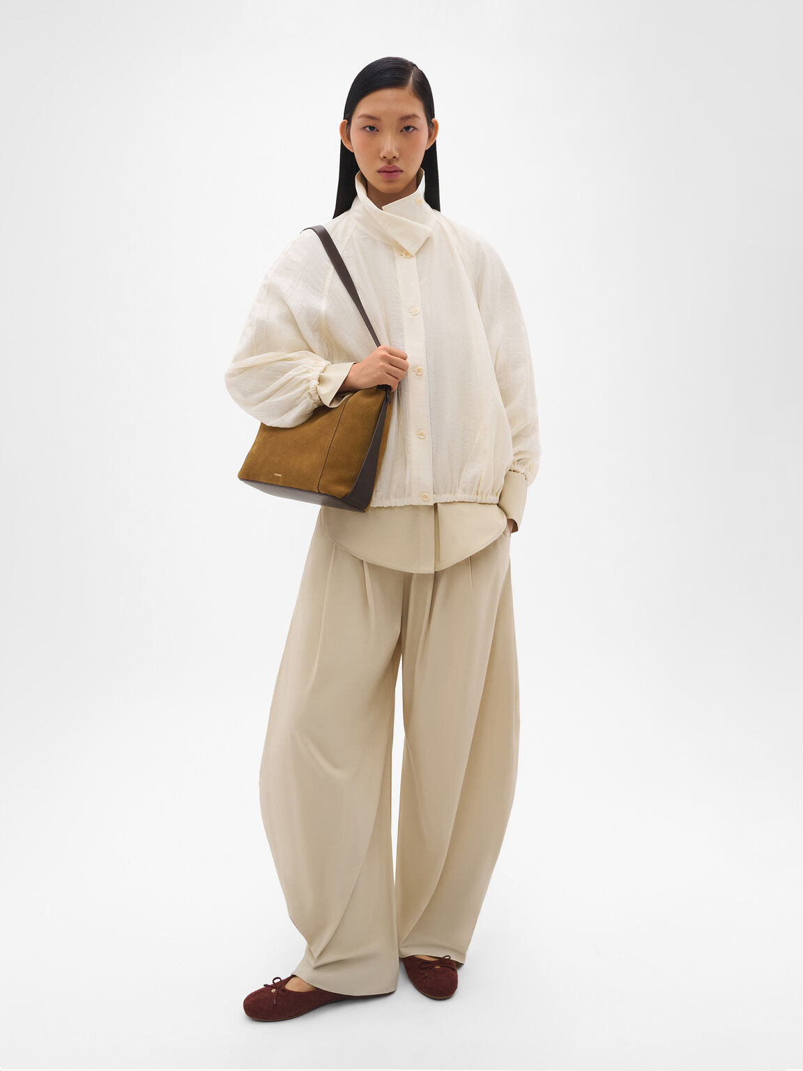 Jatte Belt Leather Bucket Bag, Dark Camel