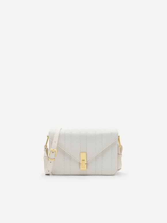 Margot Leather Panelled Shoulder Bag, White