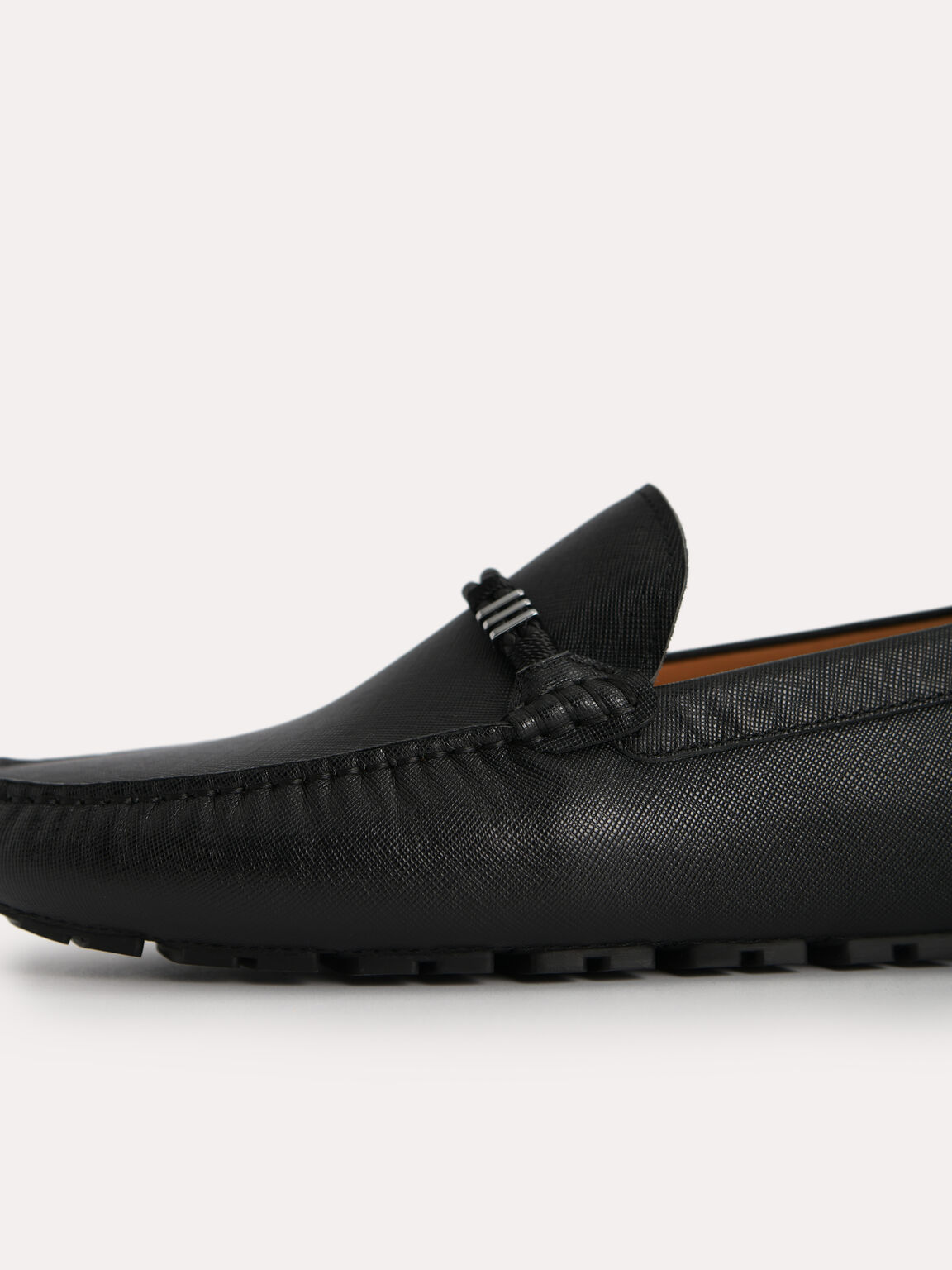 Leather Moccasins with Rope Detailing, Black
