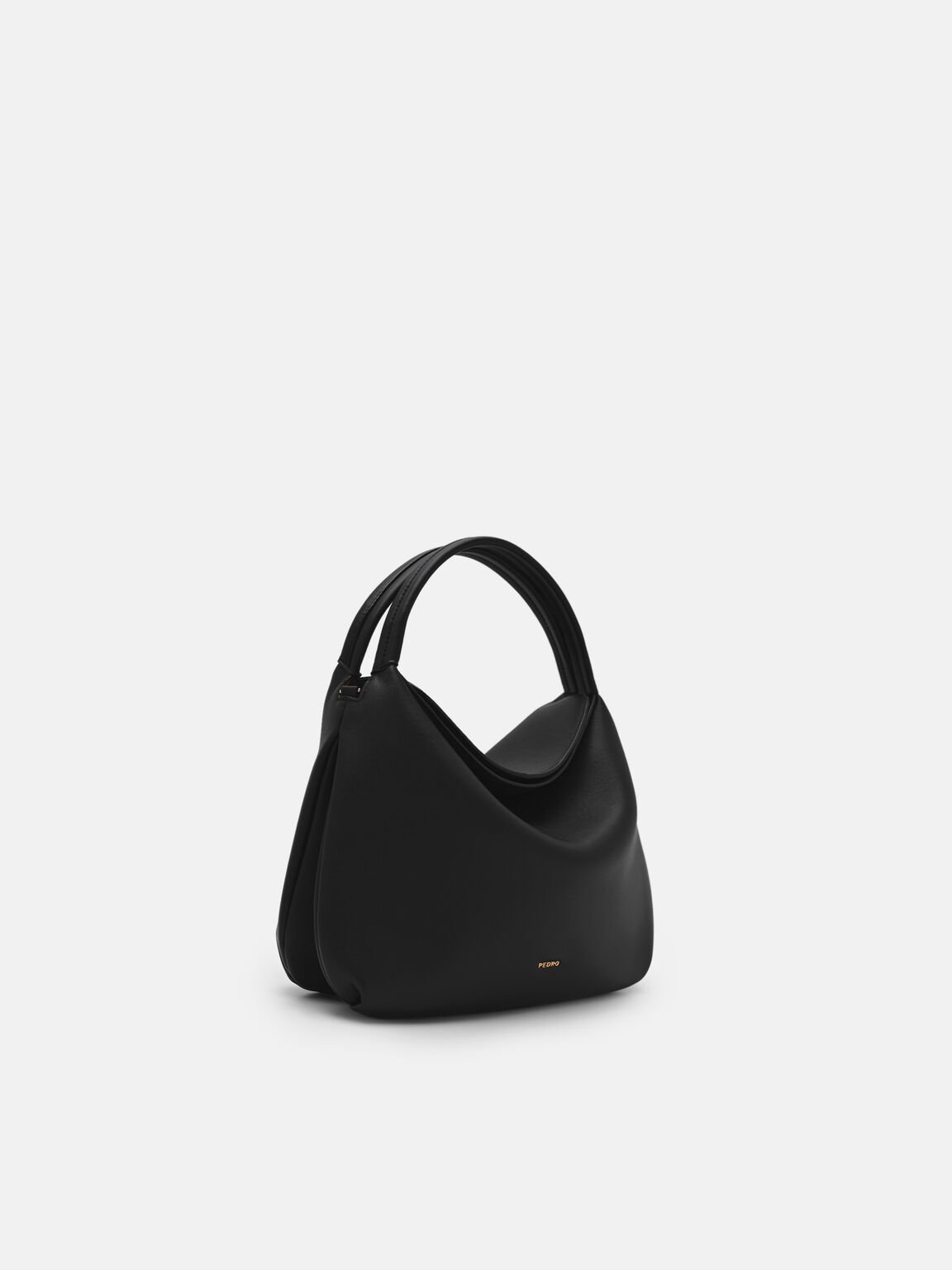 Leather Hobo Bag, Black