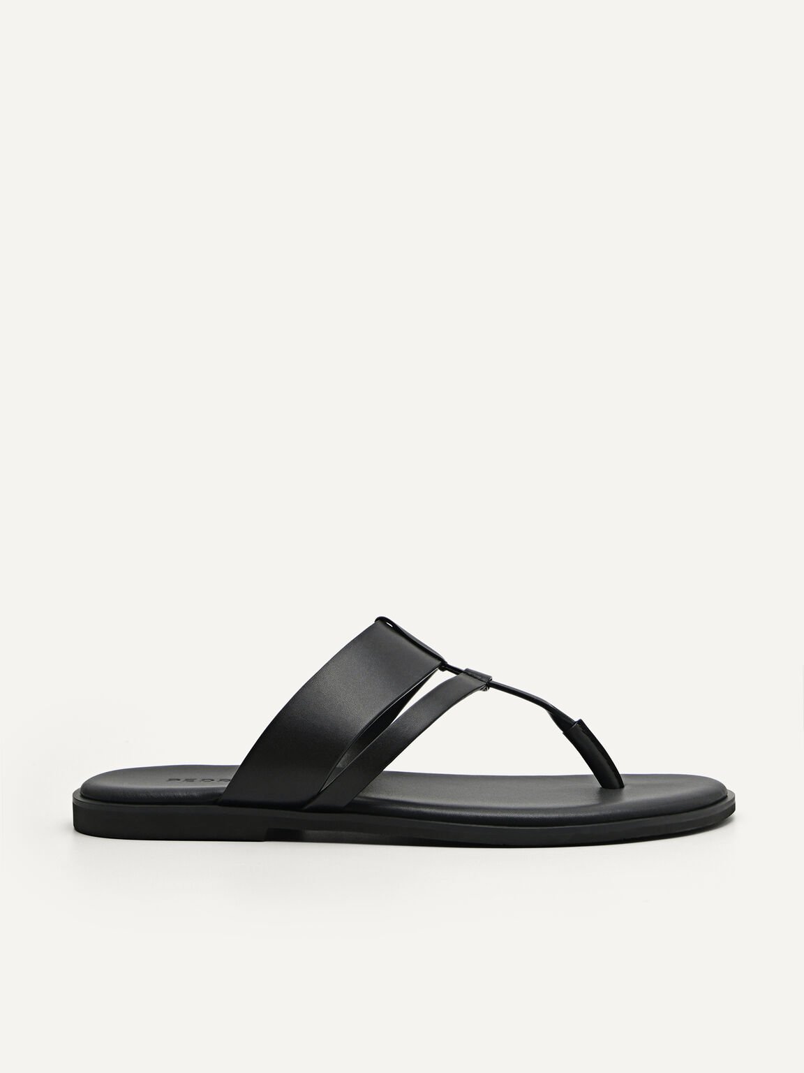Grid Thong Sandals, Black