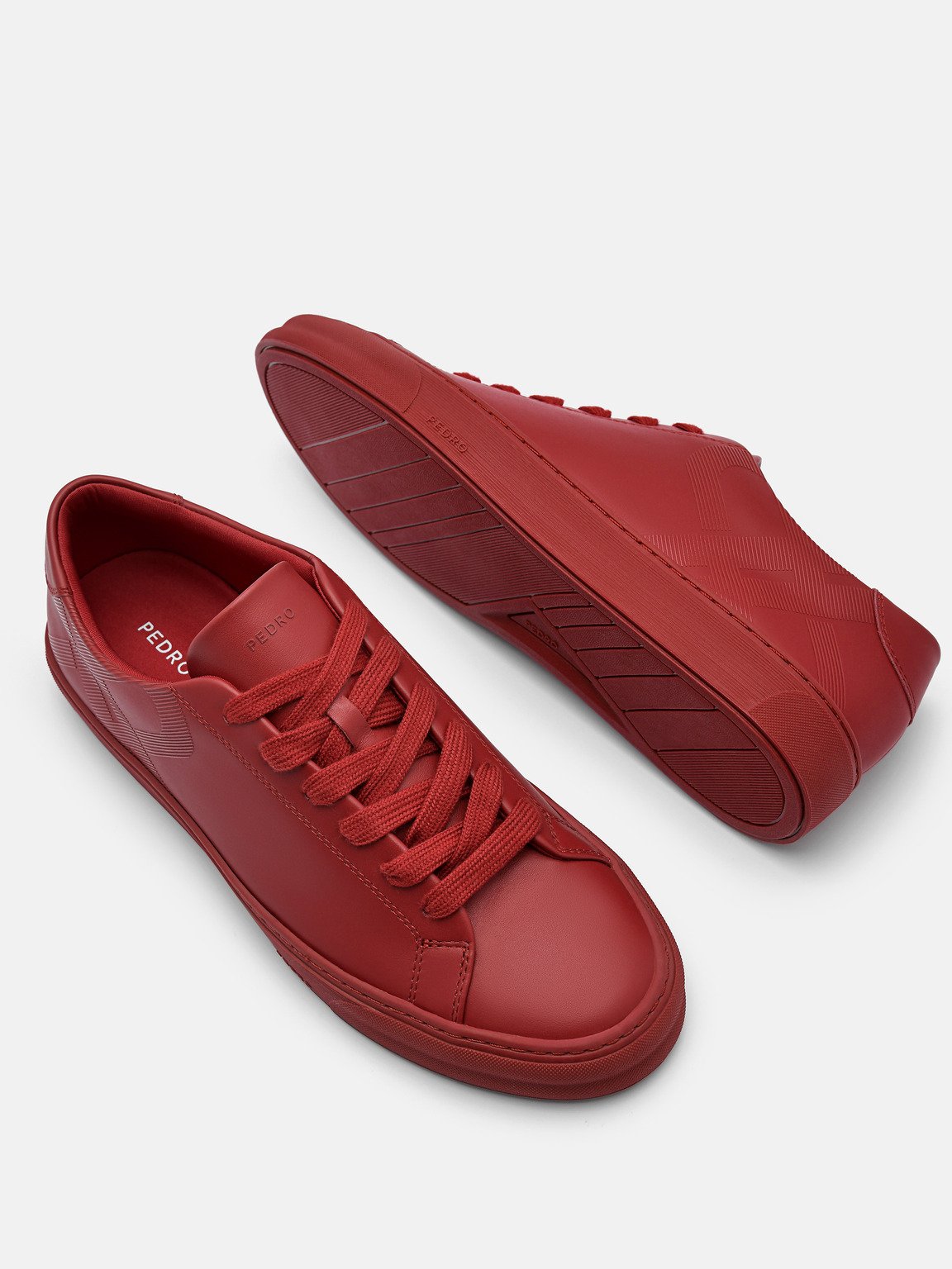 Women's PEDRO Icon Ridge Leather Sneakers, Red