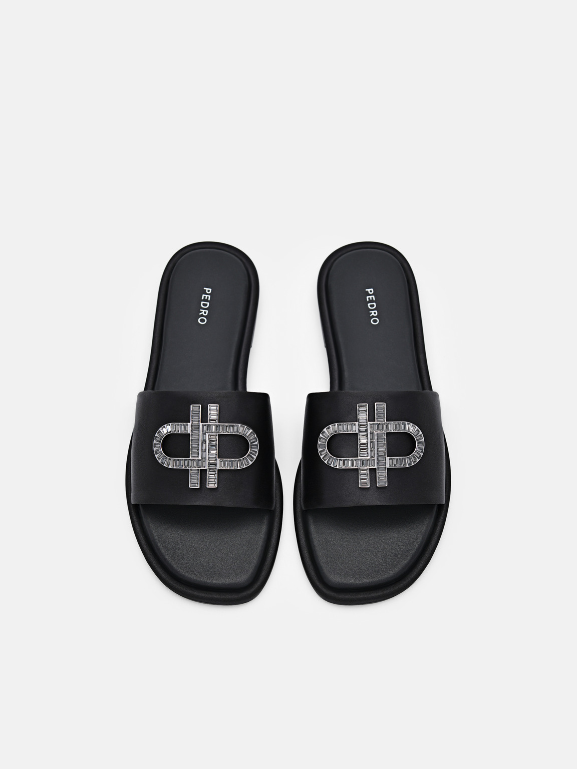 PEDRO Icon Satin Sandals, Black
