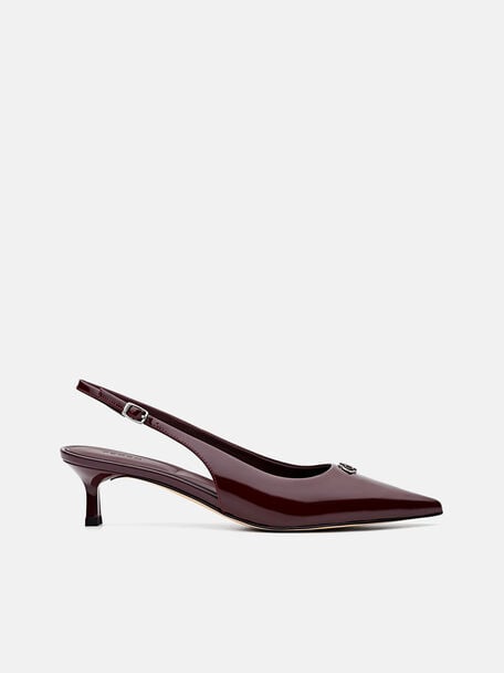 Marina Leather Slingback Heel Pumps, Wine