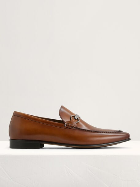 Buckle Leather Loafers, Cognac