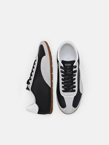 Crest Leather Sneakers, Black