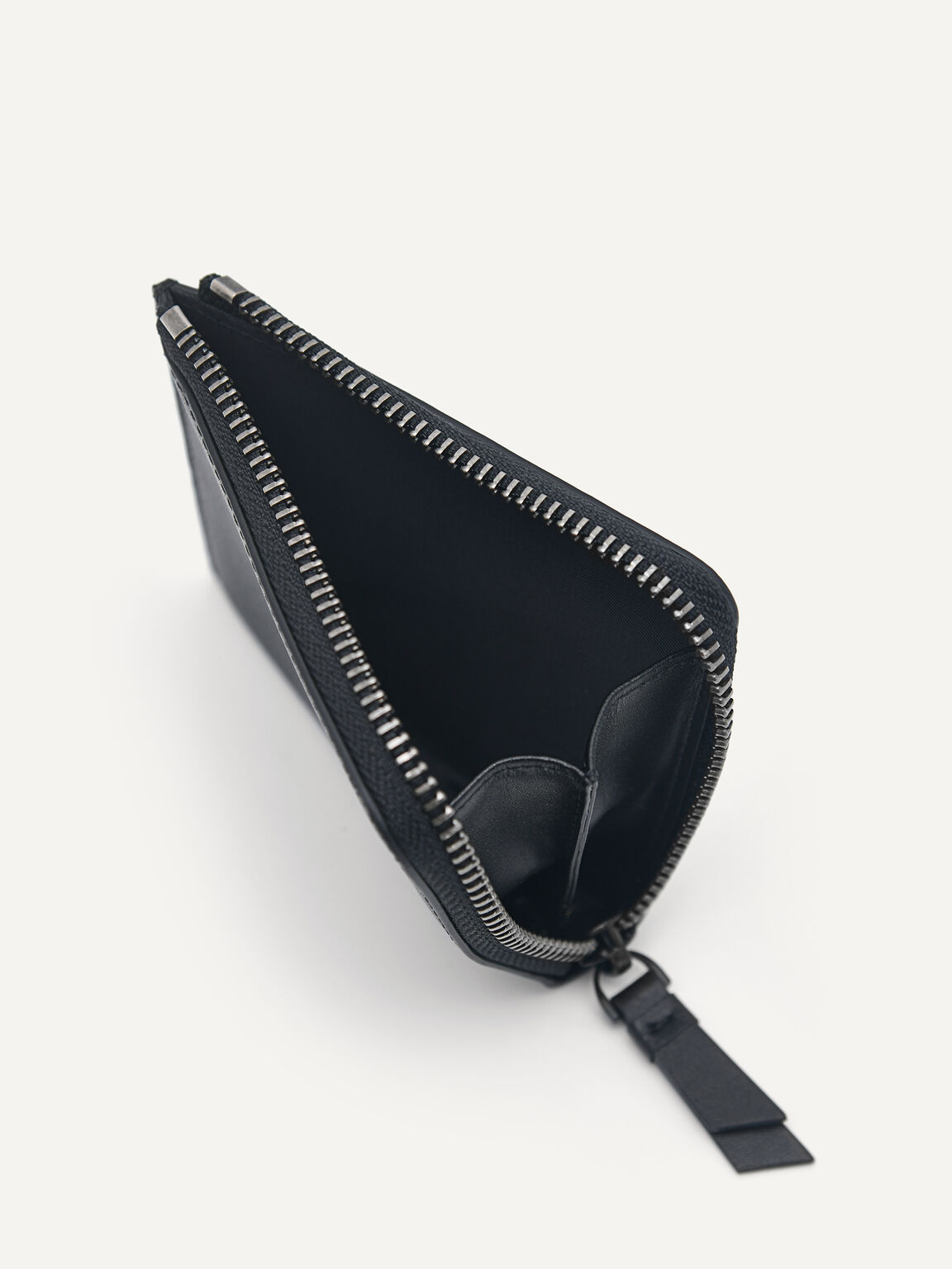 Unisex Leather Zipper Wallet, Black