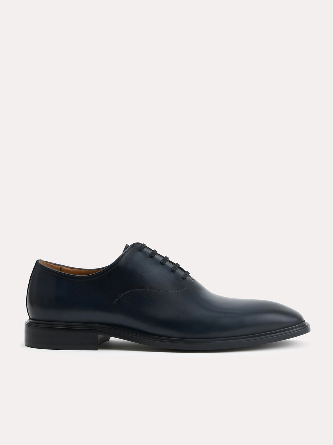 Burnished Leather Oxfords, Navy
