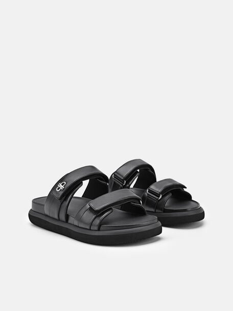 Velcro Slip-On Sandals, Black
