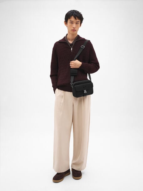 Taper Nylon Crossbody Bag, Black Nylon