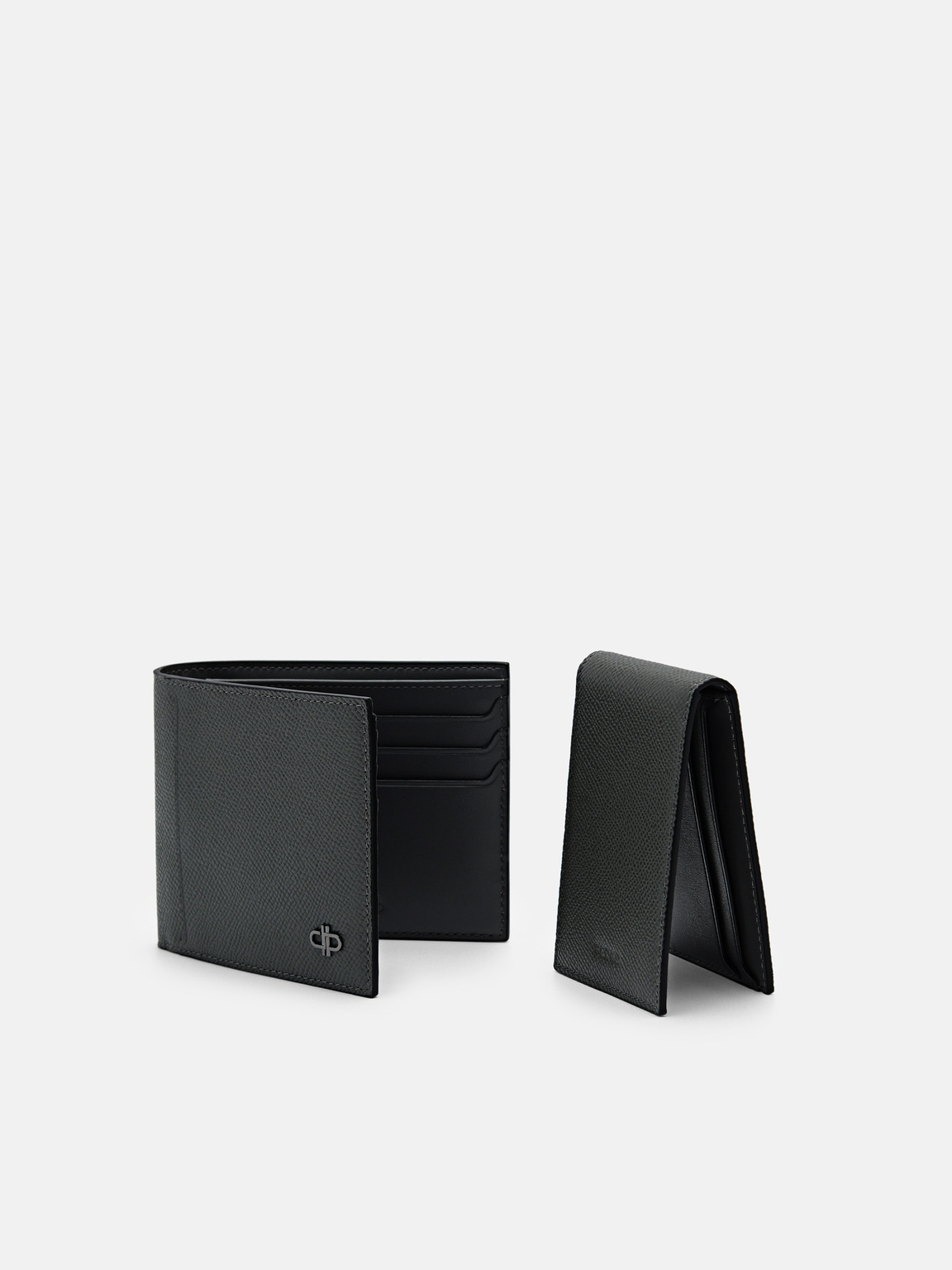 PEDRO Icon Leather Bi-Fold Wallet with Insert, Dark Grey