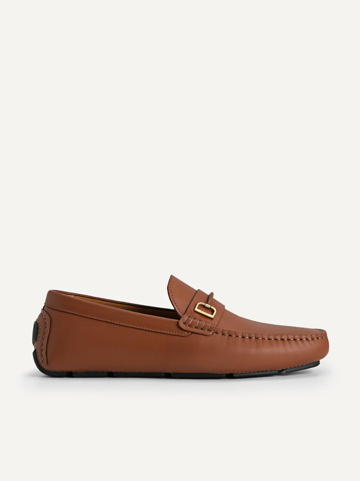Leather Moccasins with Metal Bit, Cognac