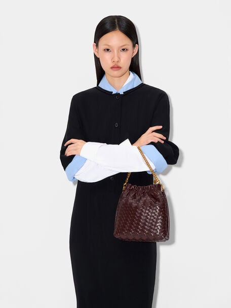 Cami Small Shoulder Bag, Burgundy