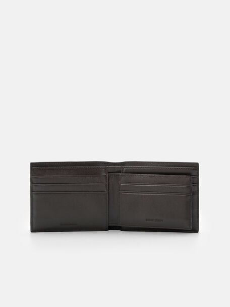 Tumbled Leather Bi-Fold Wallet with Insert, Espresso Brown Tumble