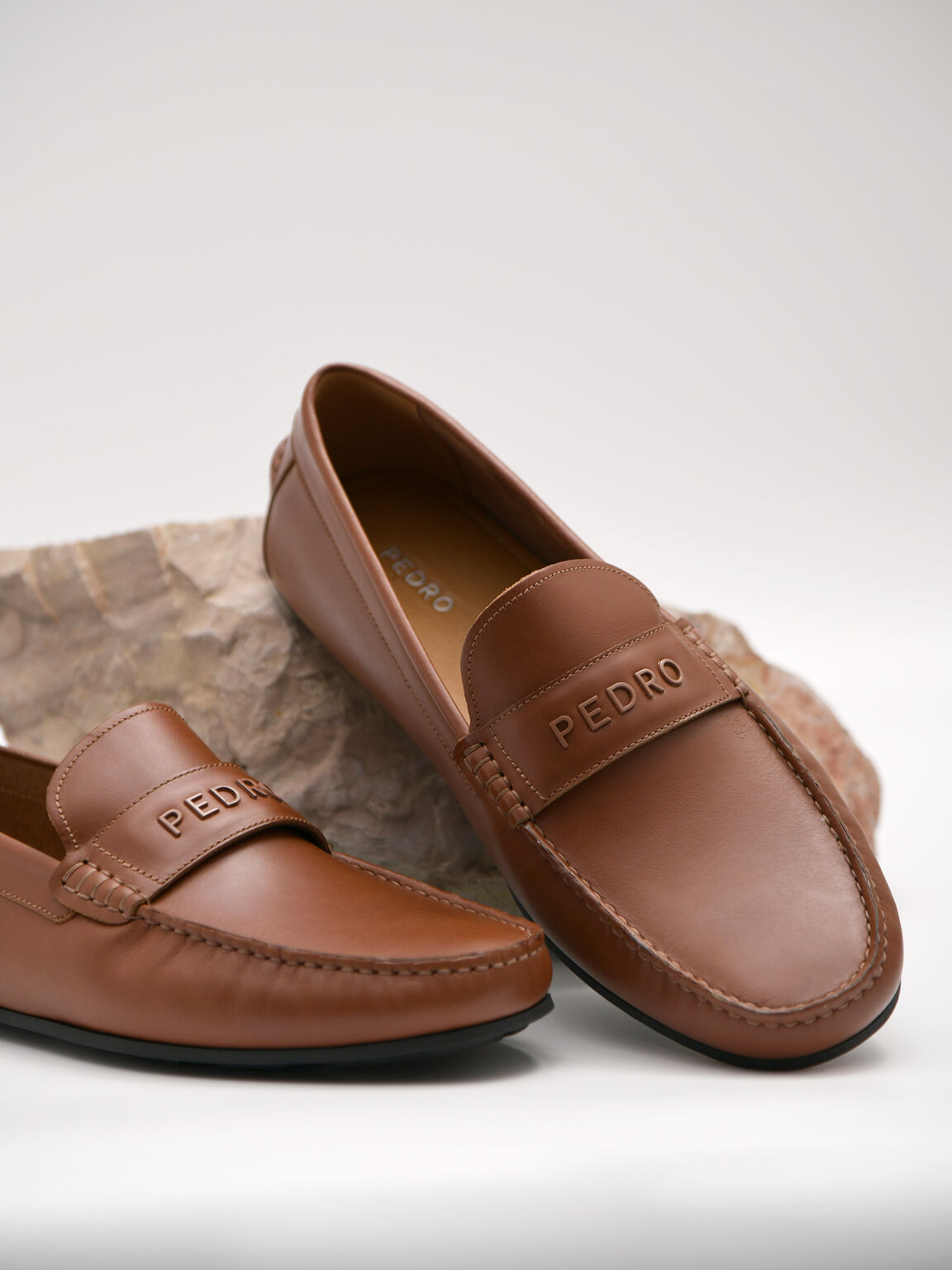 Burnished Leather Moccasins, Brown